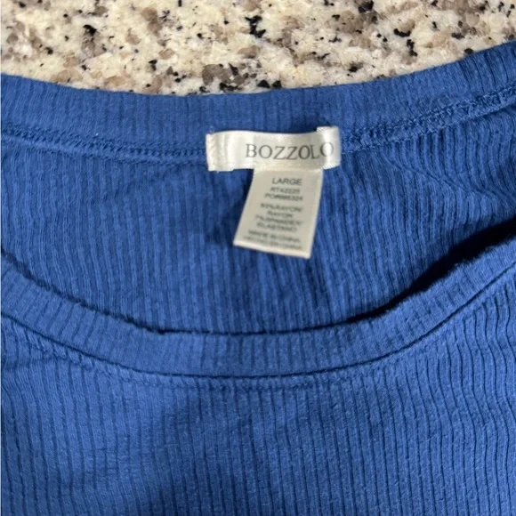 Bozzolo Classic Blue Ribbed Tee - Picture 3 of 3